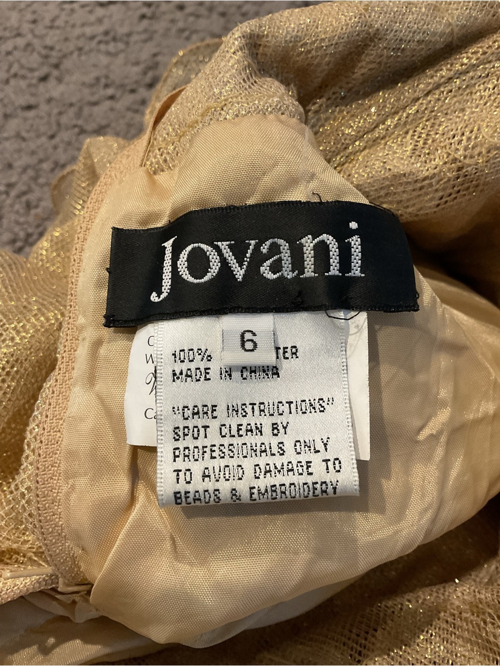 Jovani Vintage Gold Beaded Sequin Corset Mesh Mini Dress Gown Prom Wedding sz 6 - Picture 2 of 9